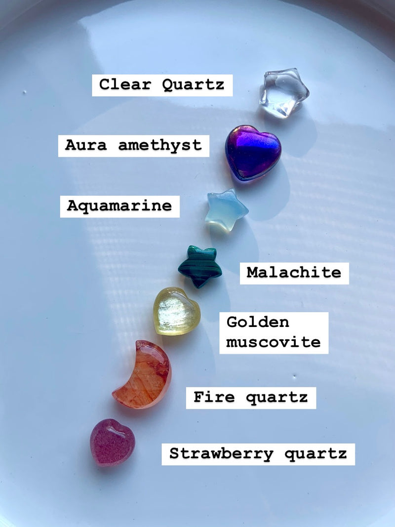 Rainbow Gems ~ Moons, Stars, and Hearts 7 Chakra Crystal Set