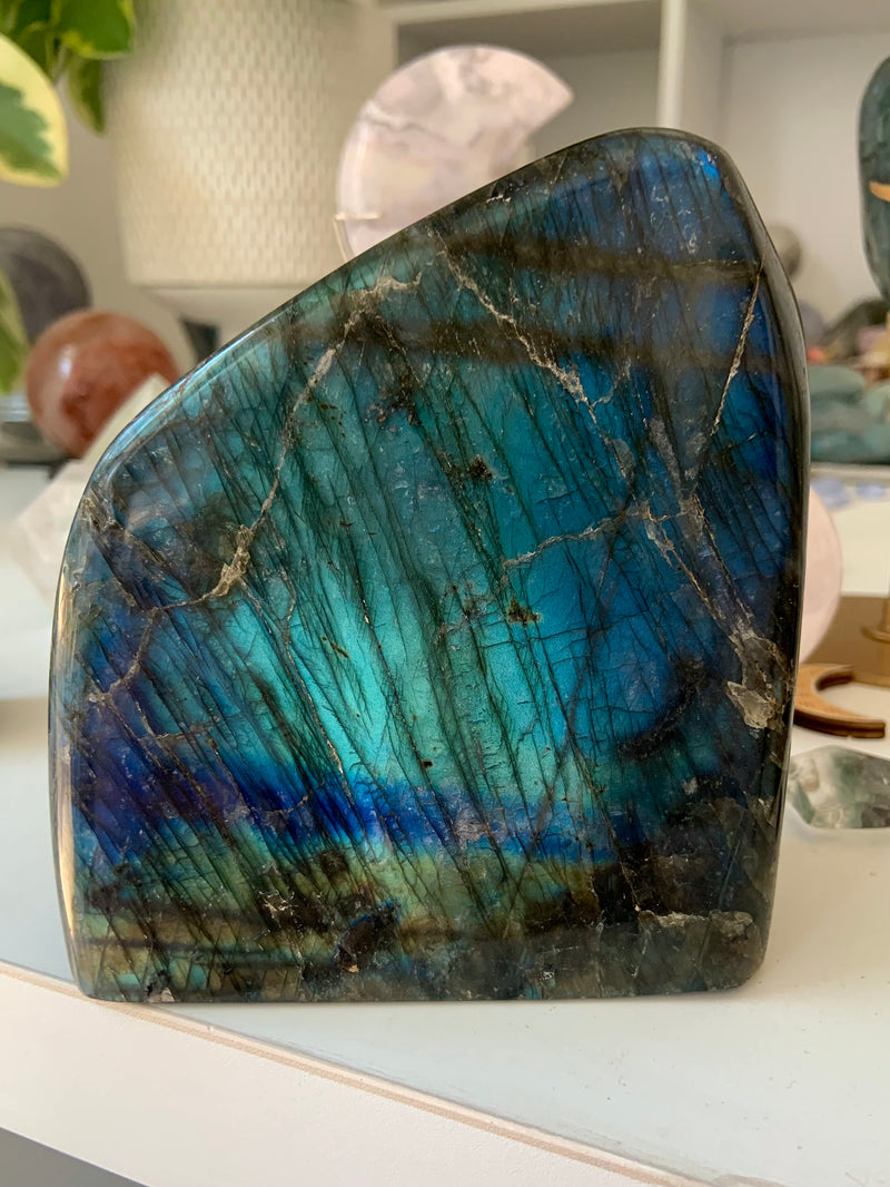 Blue + Green Flash Labradorite Freeform Statement Piece