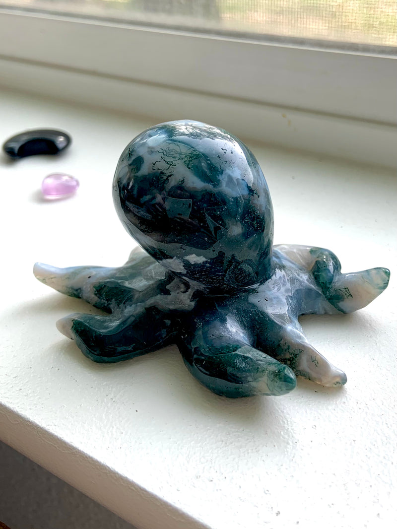 Moss Agate Crystal Octopus