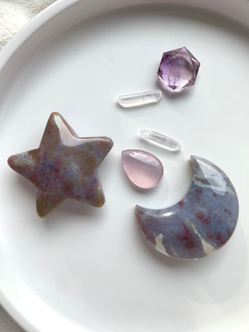 Purple Ocean Jasper Moon and Star Crystal Gift Set