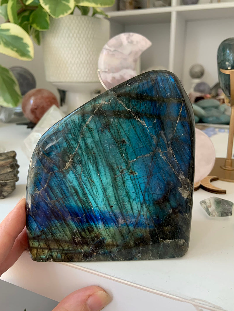 Blue + Green Flash Labradorite Freeform Statement Piece