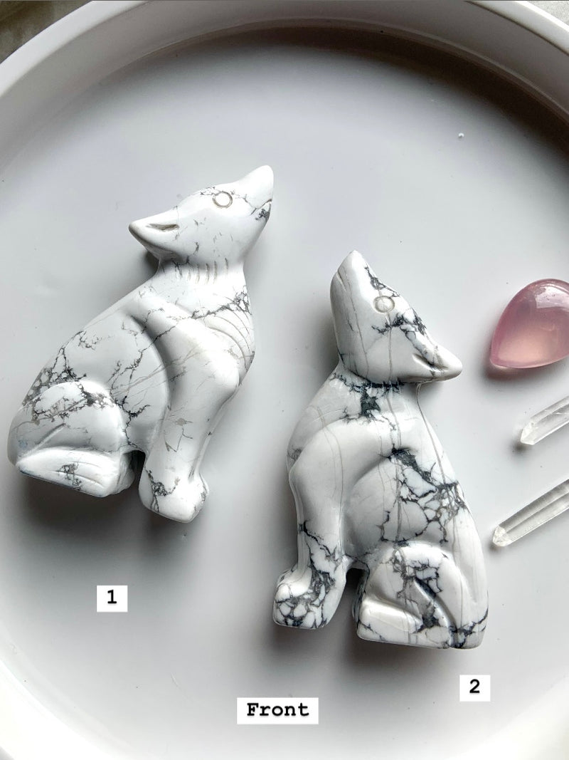 Howlite Wolf Carvings