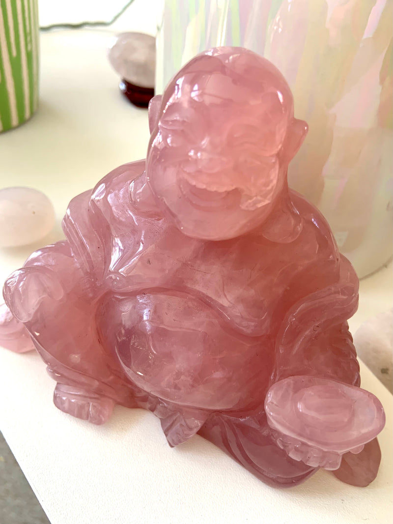 RESERVED - Super Pink Rose Quartz Laughing Buddha