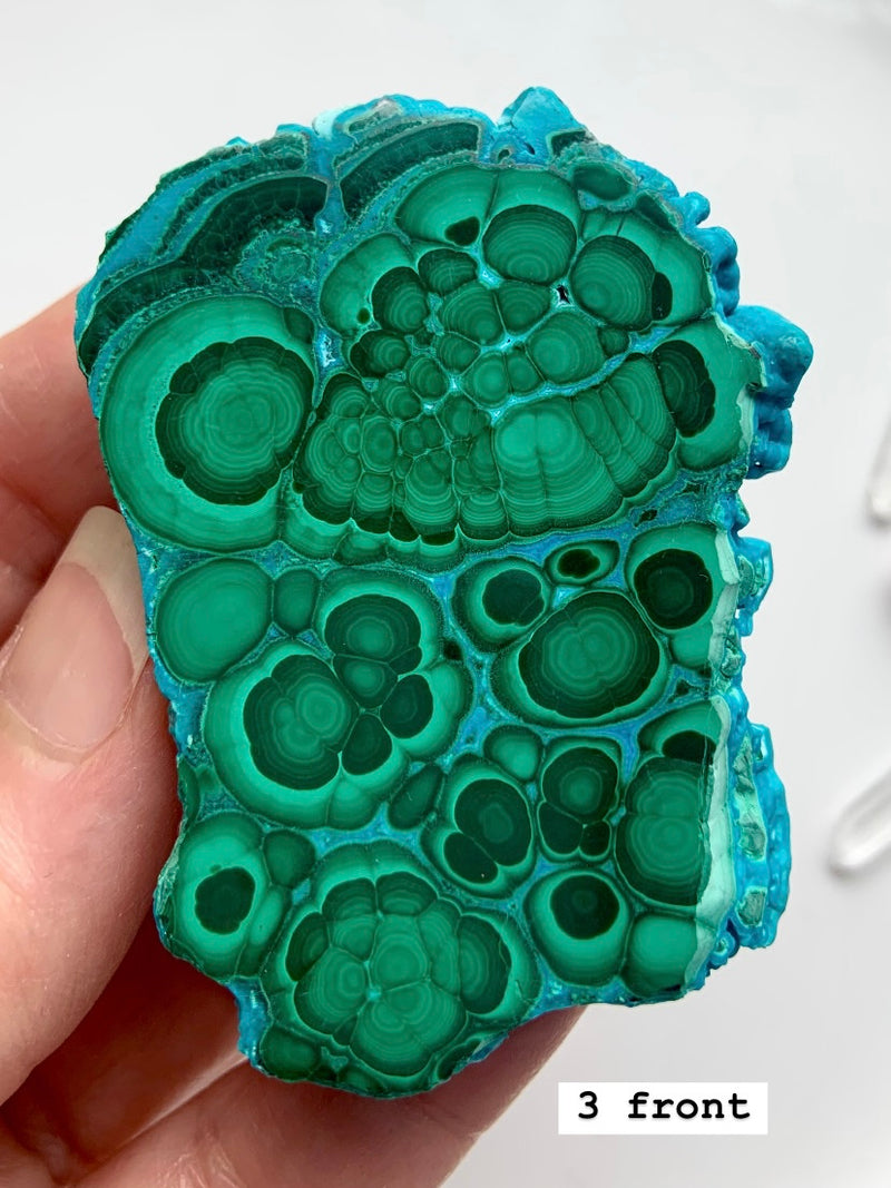 Part-Polished Malachite Chrysocolla Clusters