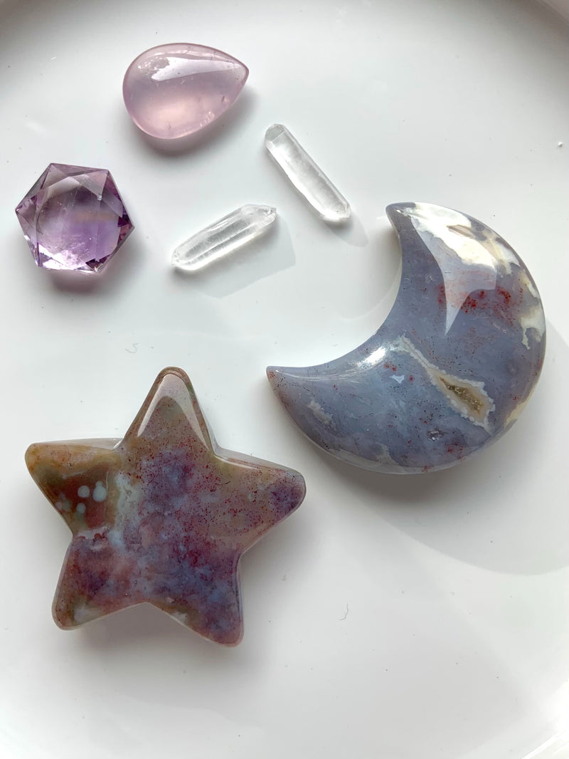 Purple Ocean Jasper Moon and Star Crystal Gift Set