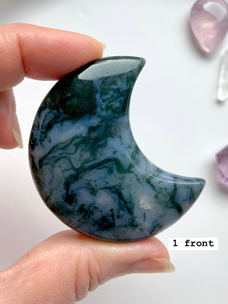 Chunky Moss Agate Moons