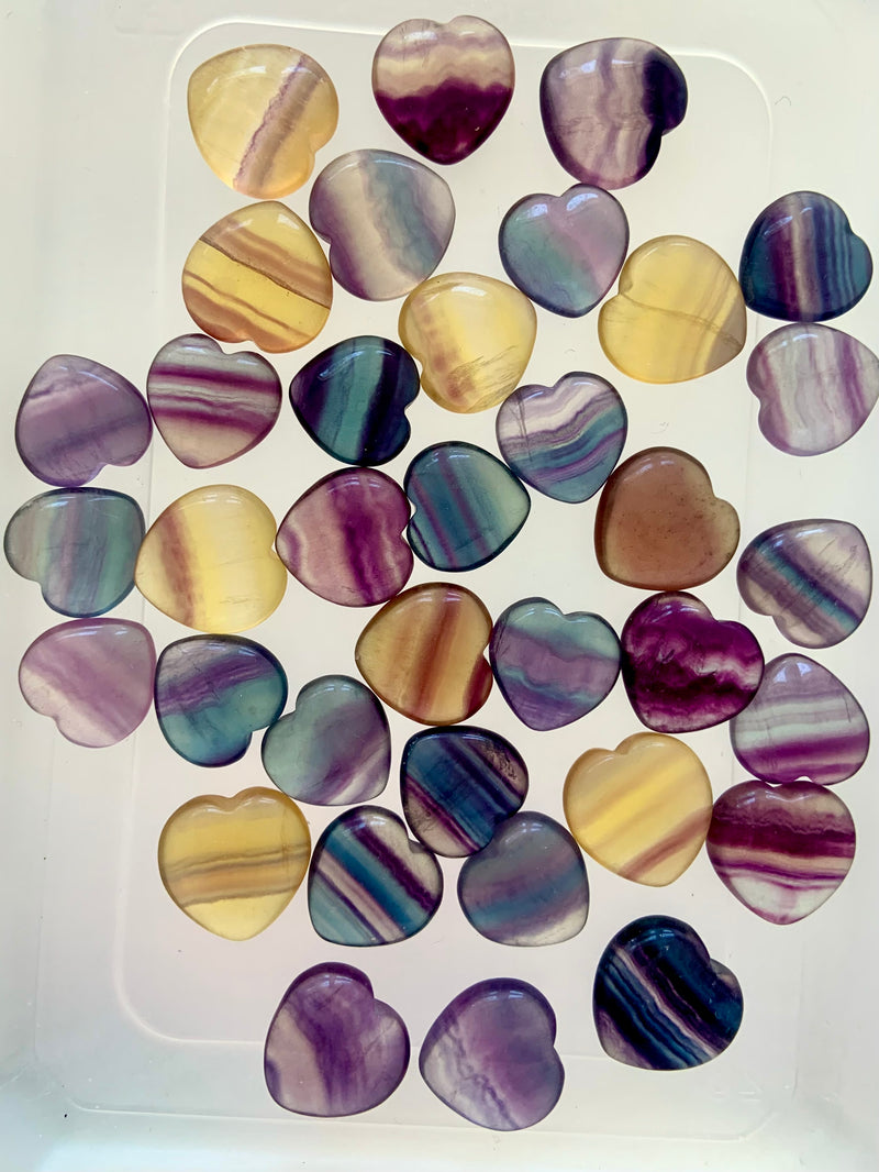 Small Rainbow Fluorite Hearts