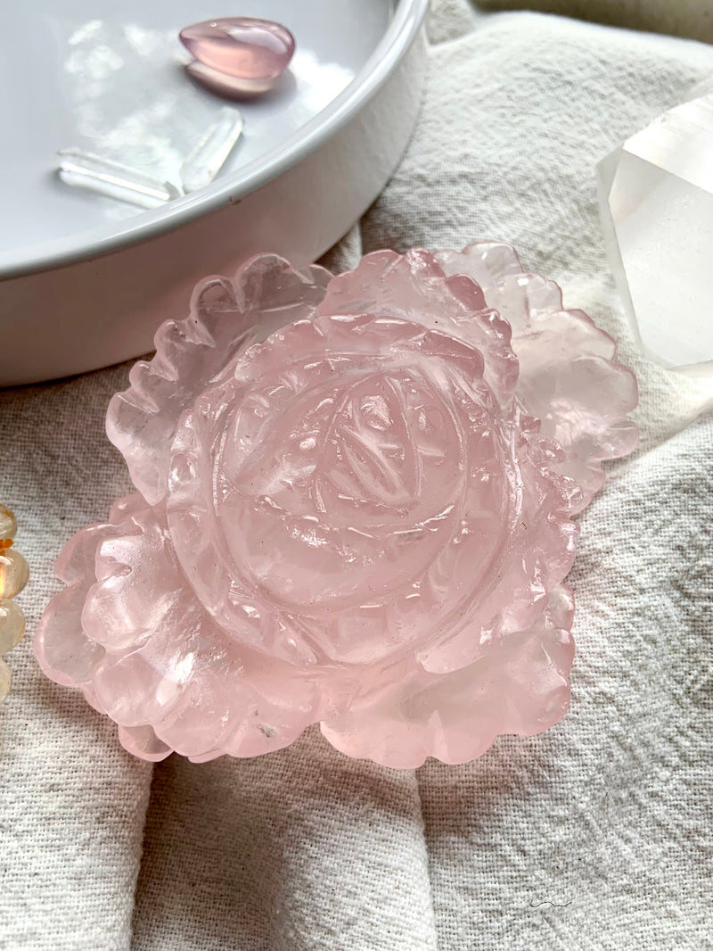 Rose Quartz Flower Carving