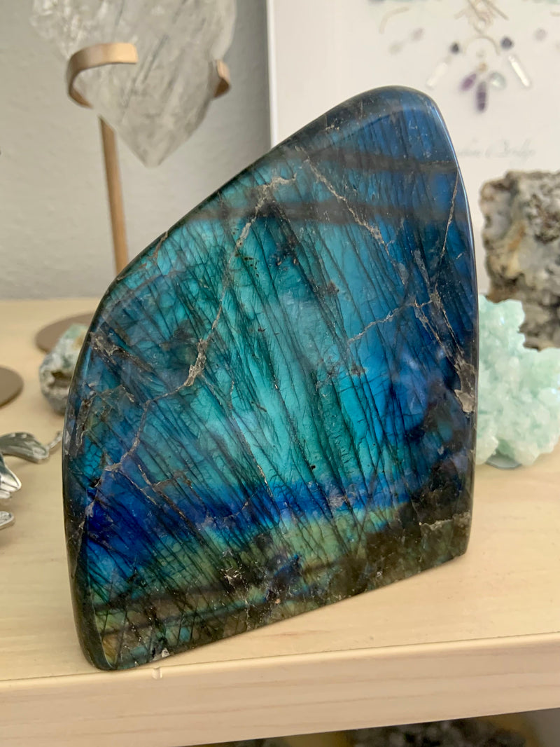 Blue + Green Flash Labradorite Freeform Statement Piece