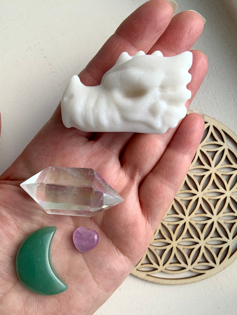 White Jade Dragon Crystal Gift Set