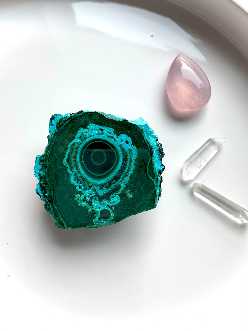 Rare Evil Eye Malachite Chrysocolla Cluster