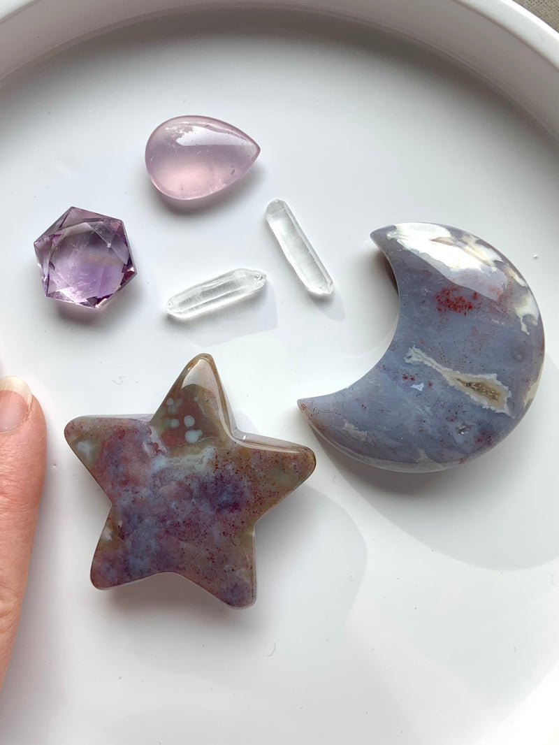 Purple Ocean Jasper Moon and Star Crystal Gift Set