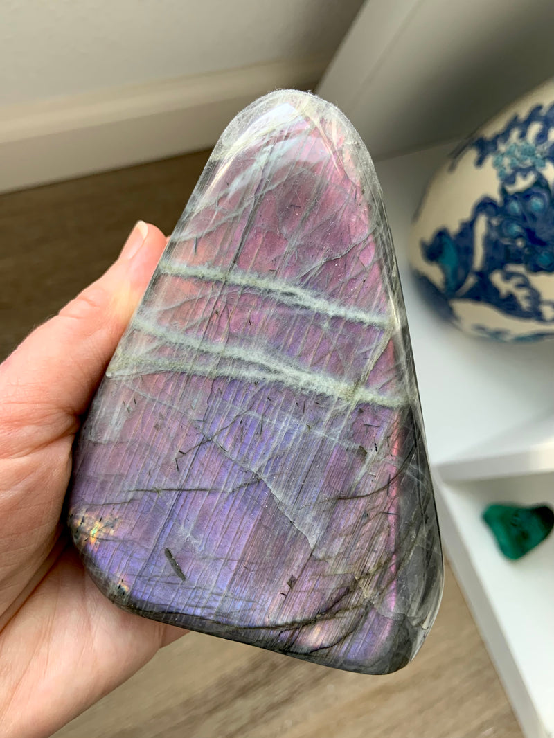 Pink and Purple Labradorite Freeform Tower