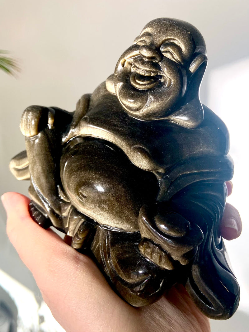 Golden Sheen Obsidian Happy Buddha