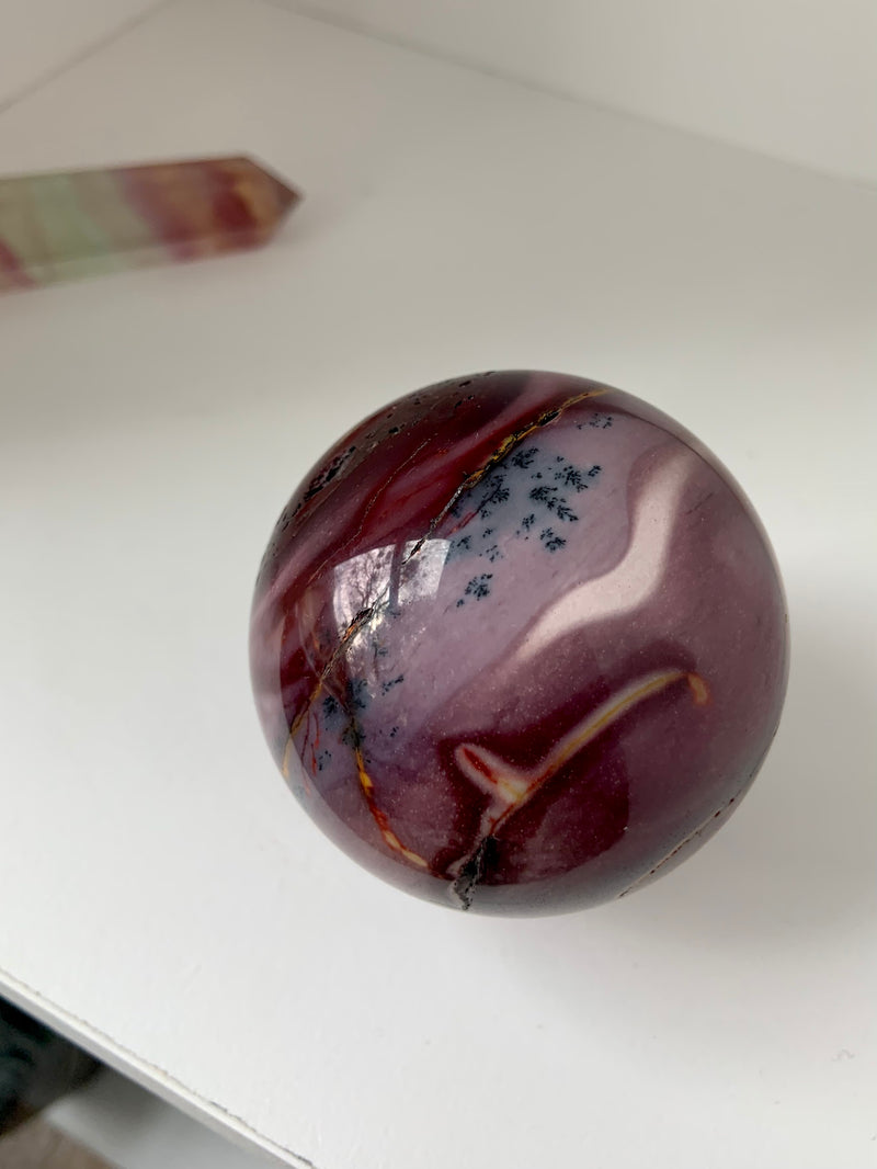 Purple Mookaite Jasper Sphere with Dendritic Inclusions