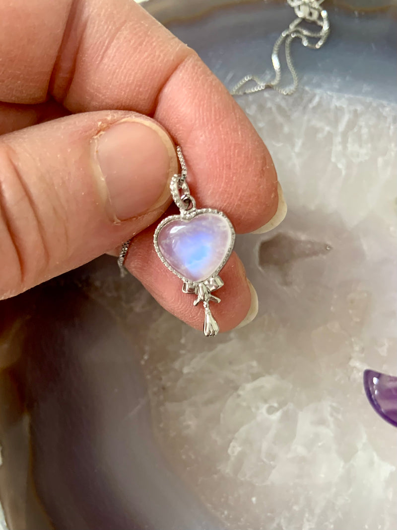 White Moonstone in Sterling Silver Pendant with Chain Option
