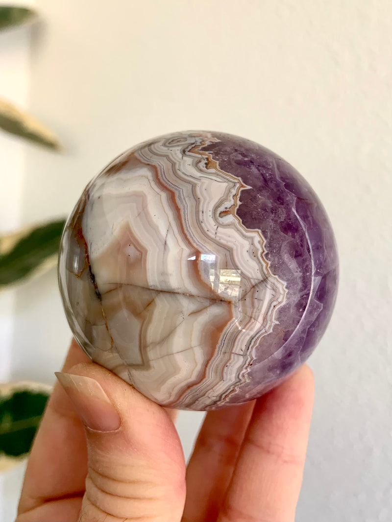 Mexican Lace Agate Amethyst Sphere