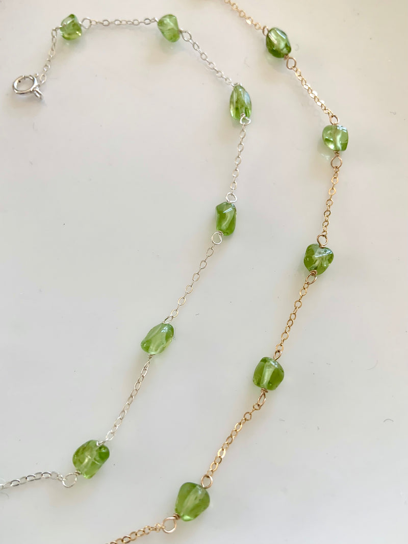 Dainty Peridot Satellite Bracelet