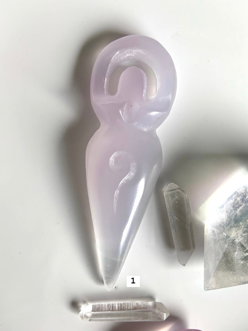 Yttrium Fluorite Spiral Goddess Carvings