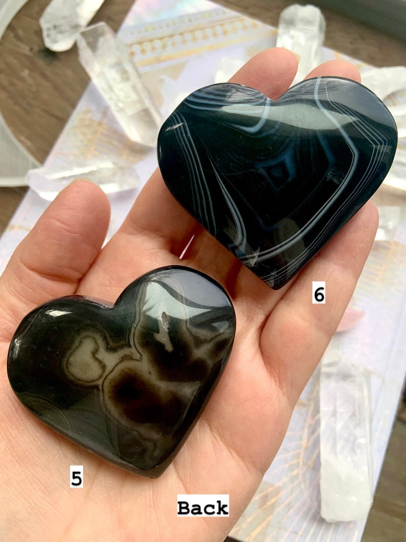 Black Sardonyx Hearts