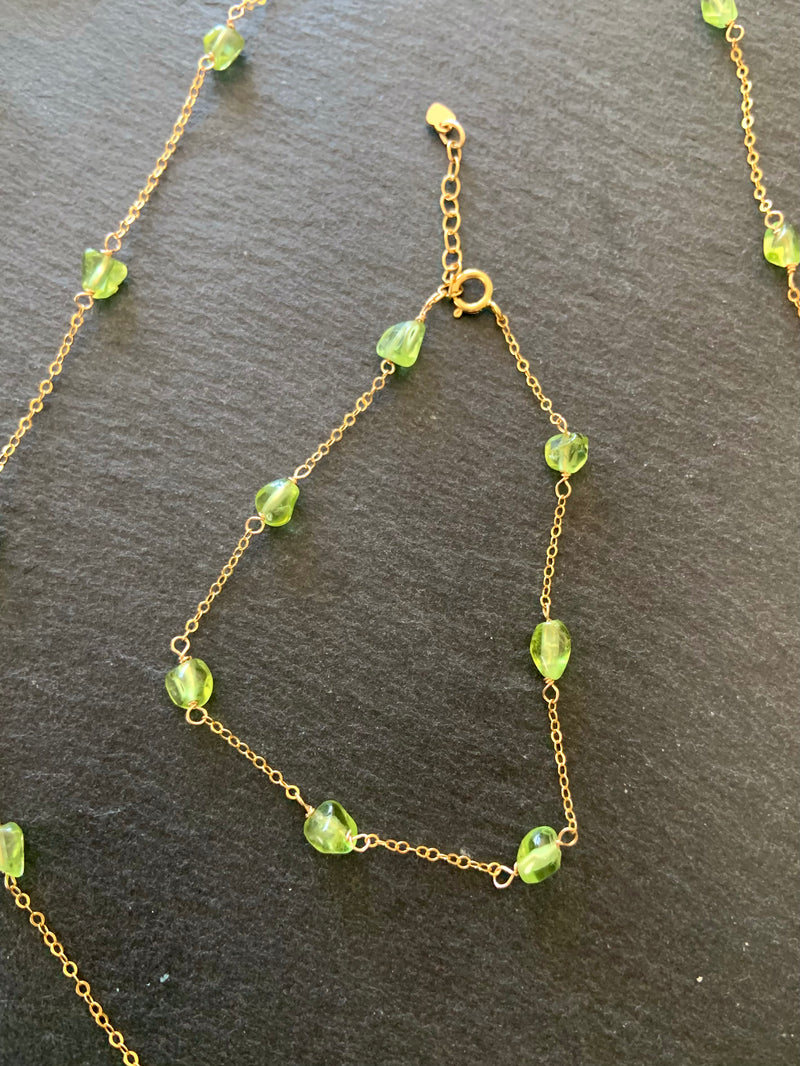 Dainty Peridot Satellite Bracelet