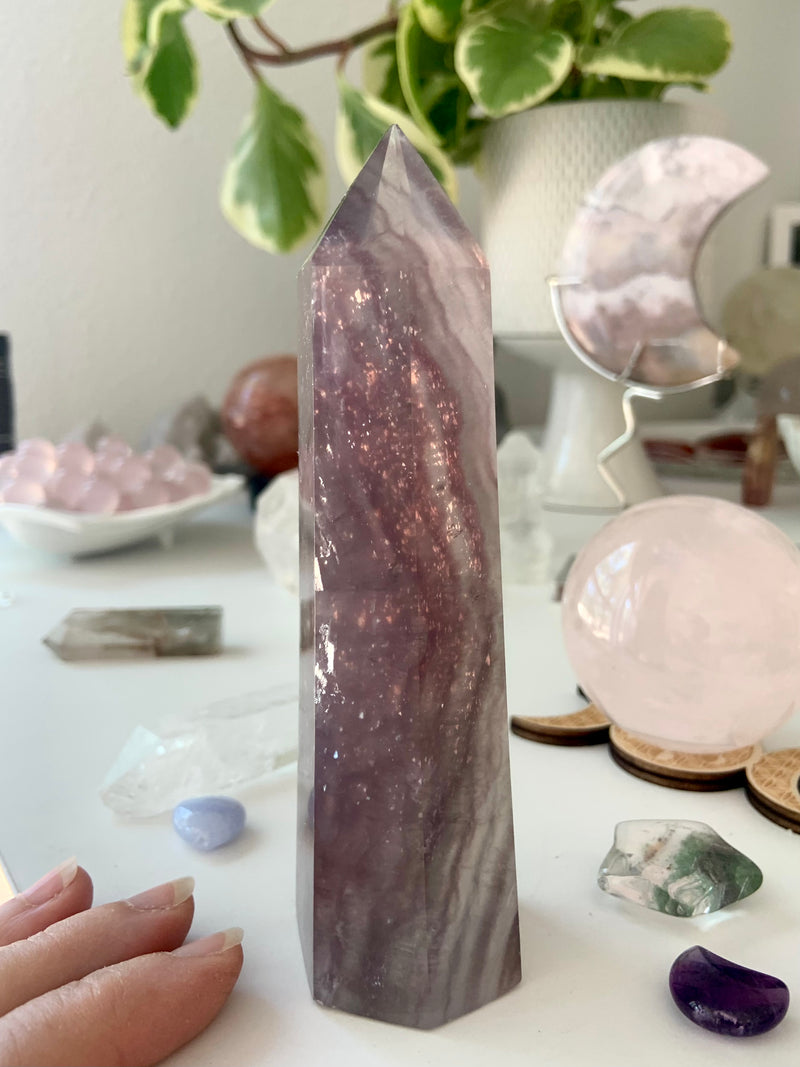 Lavender Fluorite with Mica Tower