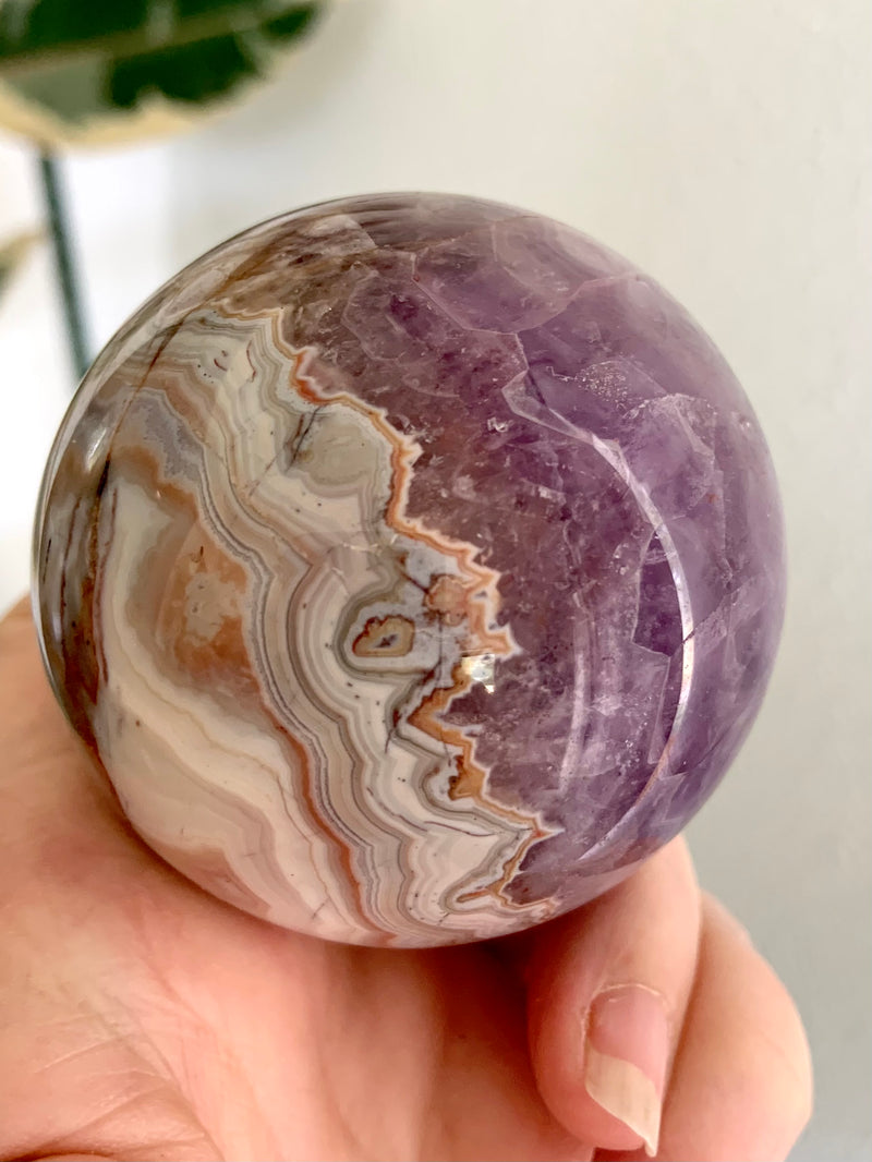 Mexican Lace Agate Amethyst Sphere
