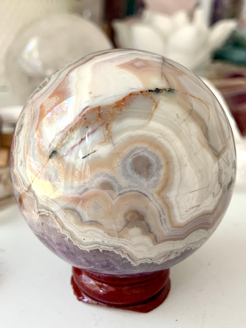 Mexican Lace Agate Amethyst Sphere