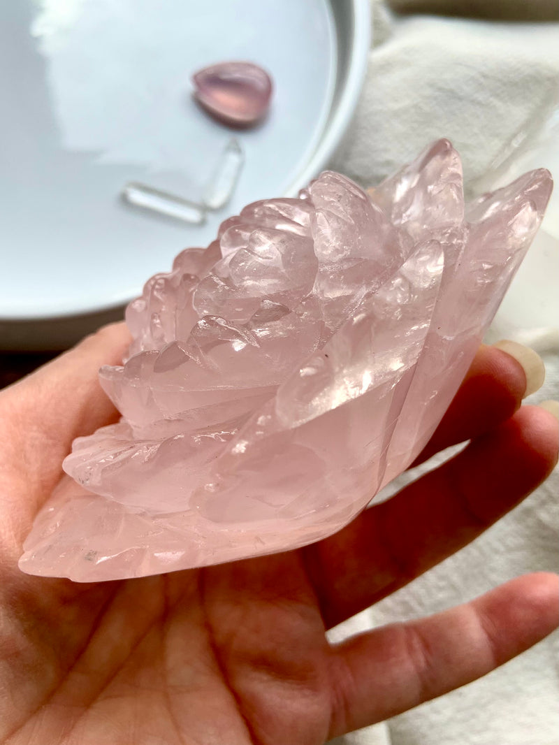 Rose Quartz Flower Carving