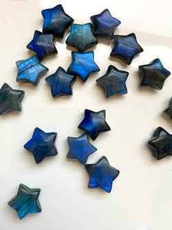 Deep Blue Labradorite Mini Stars for crystal grids, crystal crafts, jewelry making or gifting. These pretty blue stars add a fun new celestial shape to your crystal collection.