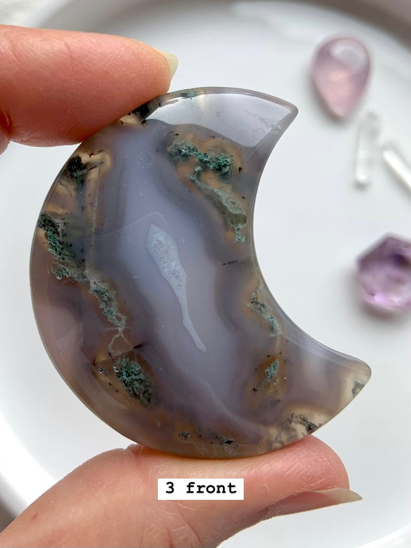 Chunky Moss Agate Moons