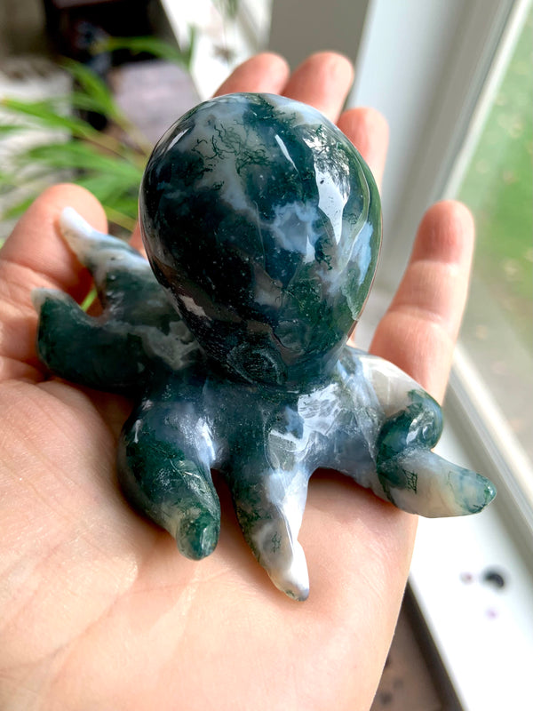 Moss Agate Crystal Octopus