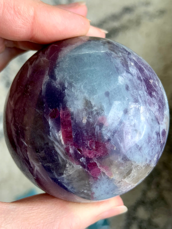 Rare Unicorn Stone Sphere with Aquamarine