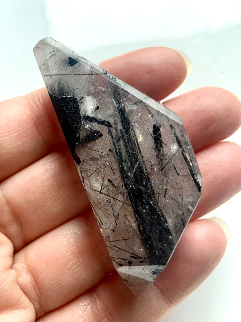 Black Tourmaline in Quartz Freeforms