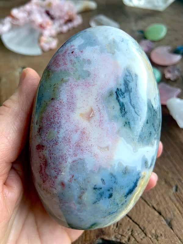 High quality pastel Ocean Jasper Freeform Display piece makes a great gift for your crystal collector friends