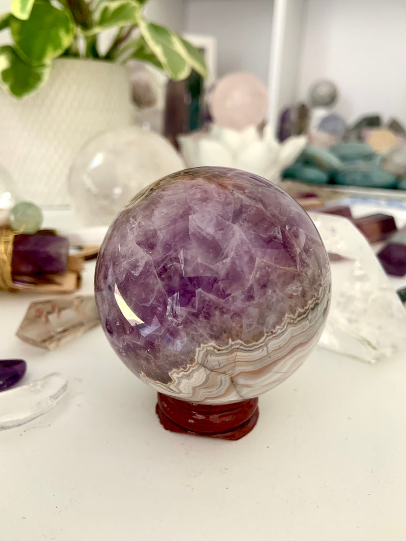 Mexican Lace Agate Amethyst Sphere