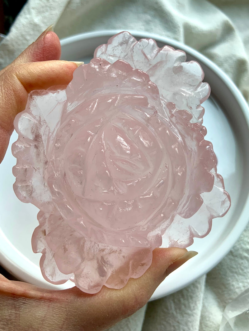 Rose Quartz Flower Carving