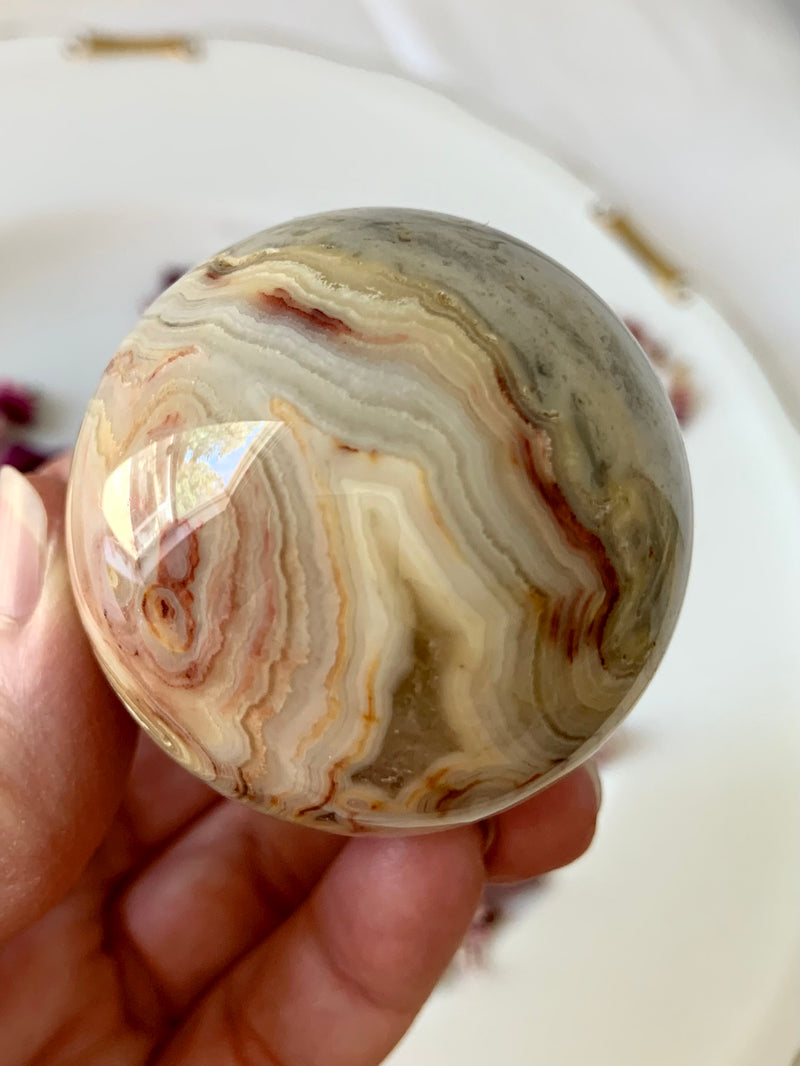 Crazy Lace Agate Sphere + Stand Set