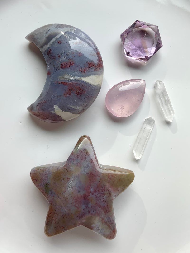 Purple Ocean Jasper Moon and Star Crystal Gift Set