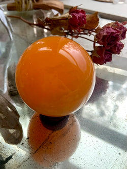 Orange Calcite Sphere with Stand