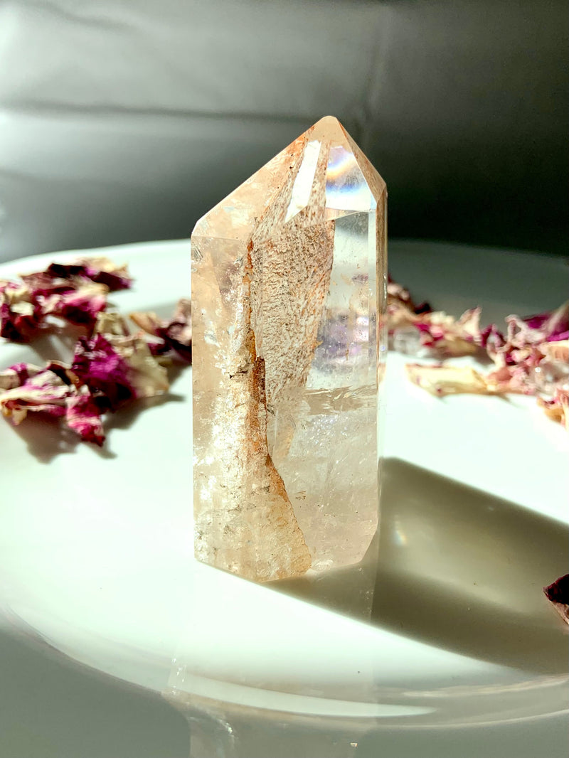 Hieroglyphic Hematoid Quartz Crystal with Dragon Inclusion