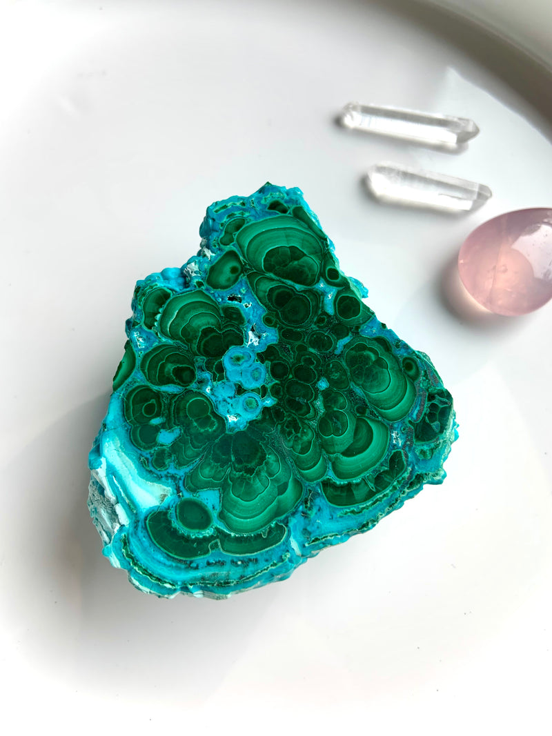 Part-Polished Malachite Chrysocolla Cluster