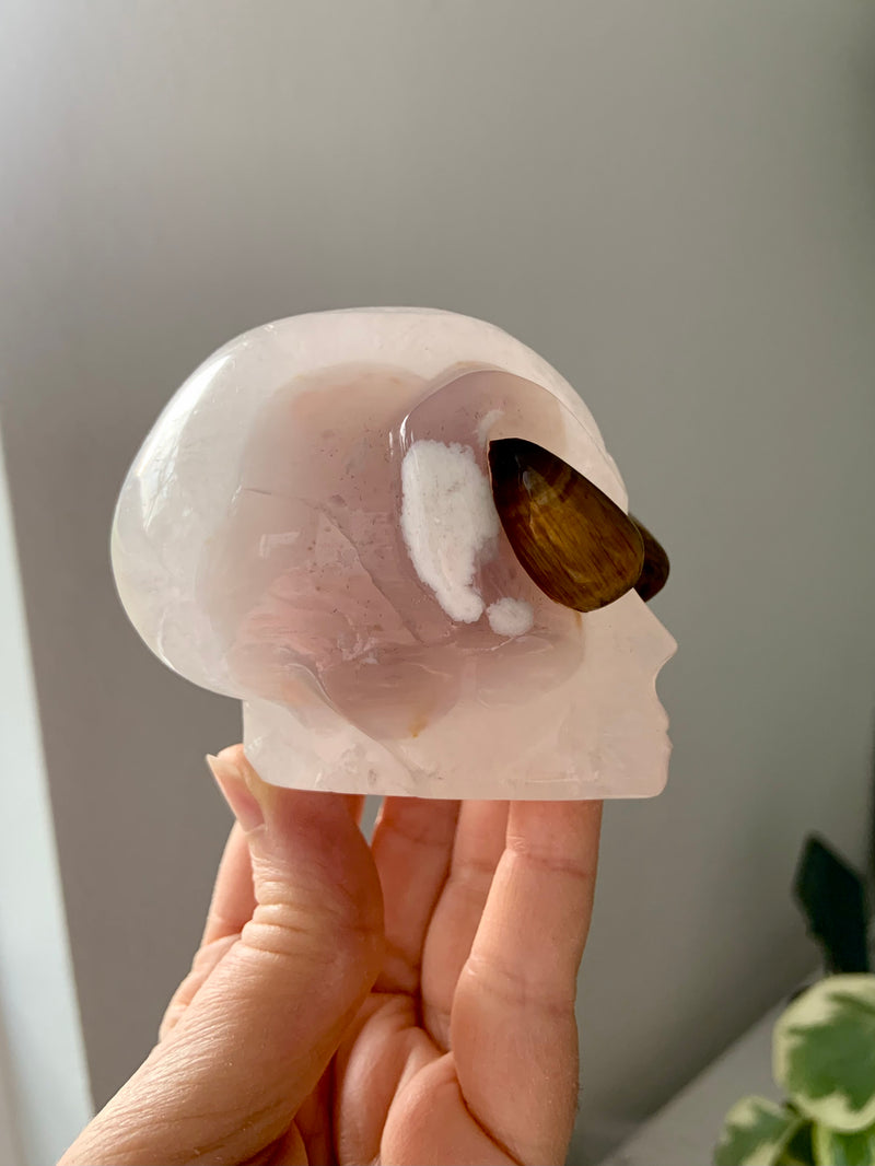 Quartz Alien Head with Agate Inclusions