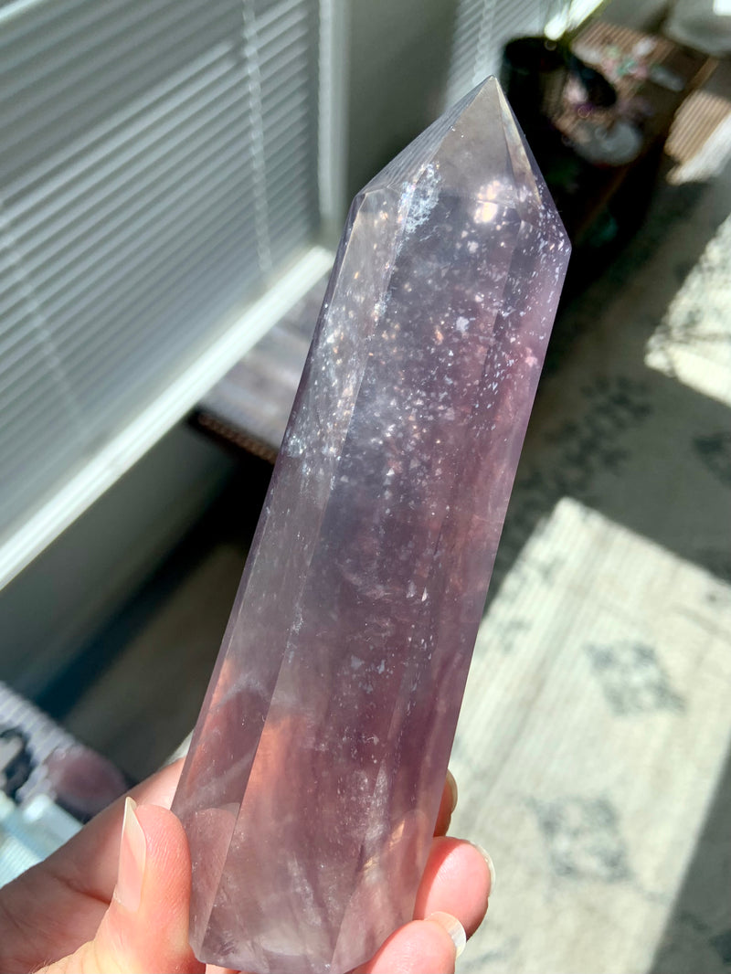 Lavender Fluorite with Mica Tower