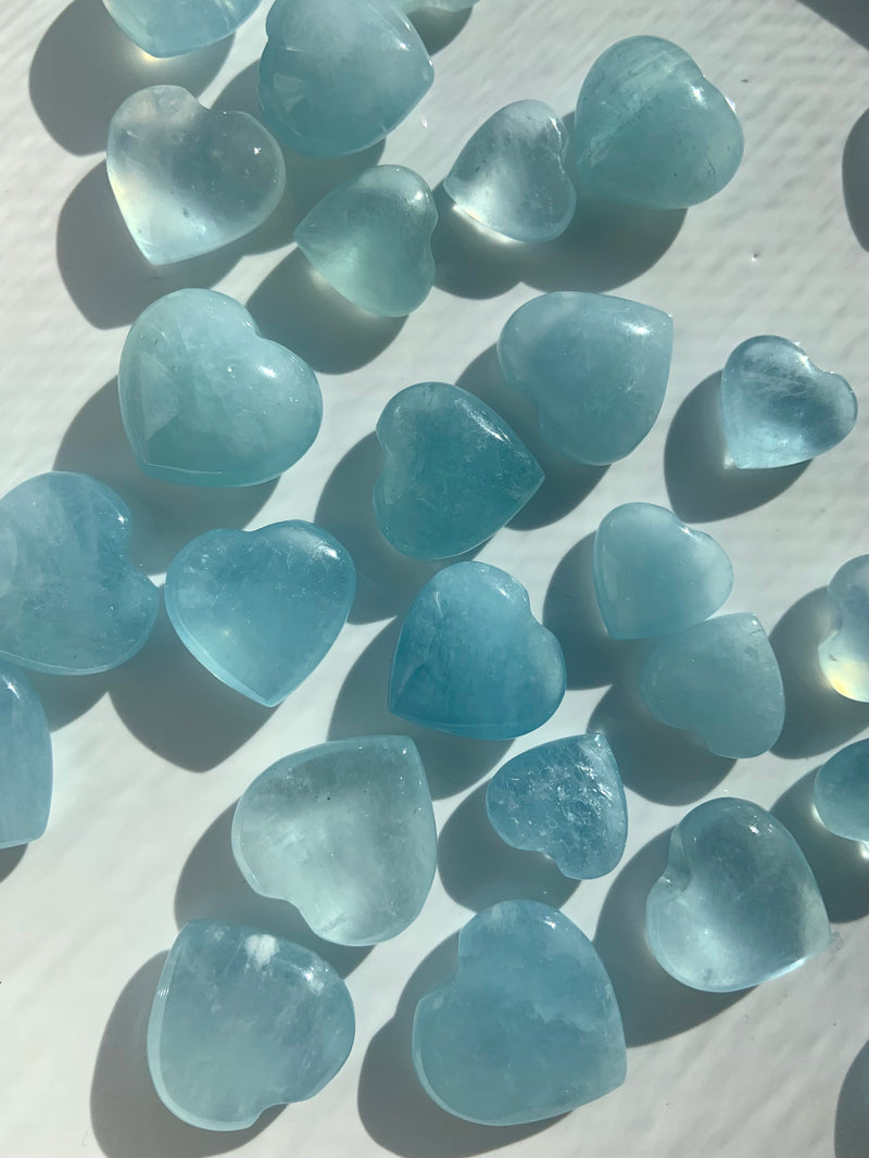 Aquamarine Crystal Hearts
