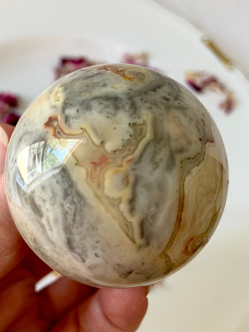 Crazy Lace Agate Sphere + Stand Set