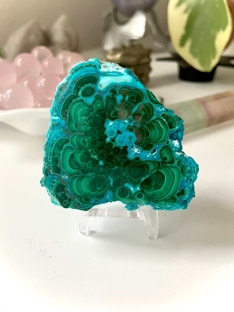 Part-Polished Malachite Chrysocolla Cluster