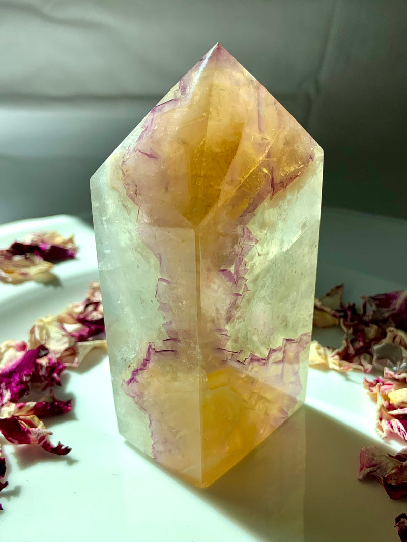 Phantom Yellow Fluorite with Mica Tower