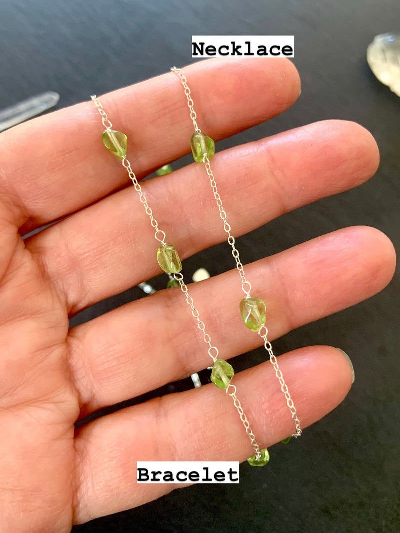 Dainty Peridot Satellite Bracelet