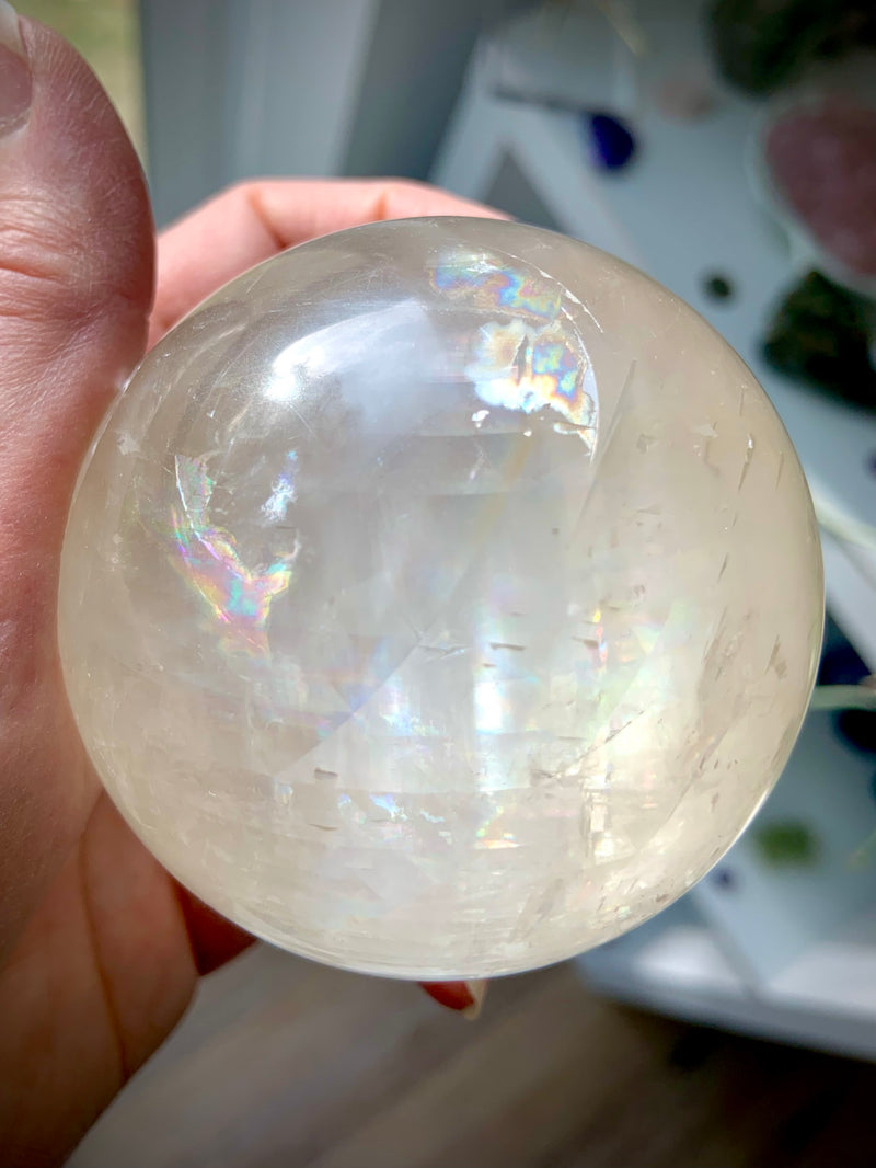 Rainbow Honey Calcite Sphere